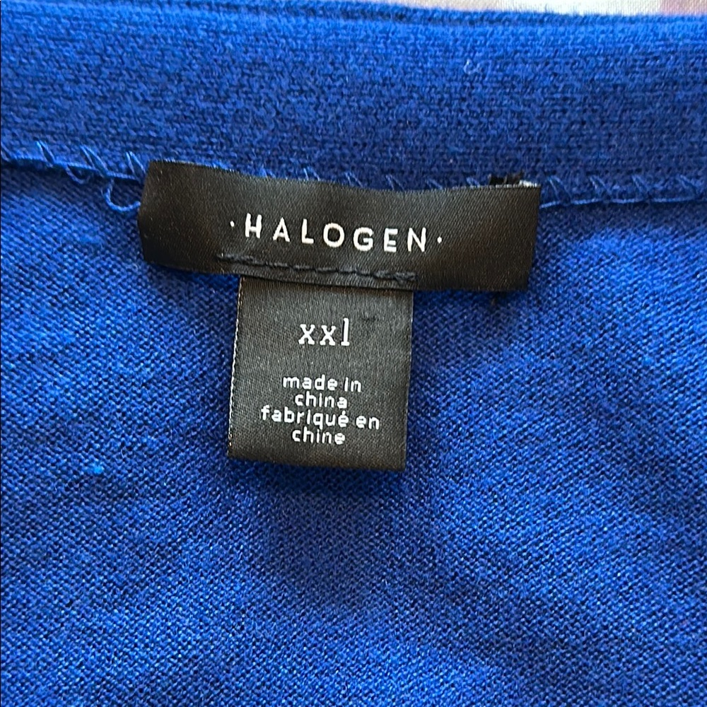 Halogen Blue Cardigan Sweater with Relaxed Fit and Textured Knit - Picture 2 of 7